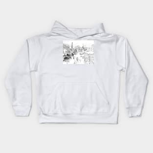 Madeline Paris street Scene Black and white Kids Hoodie